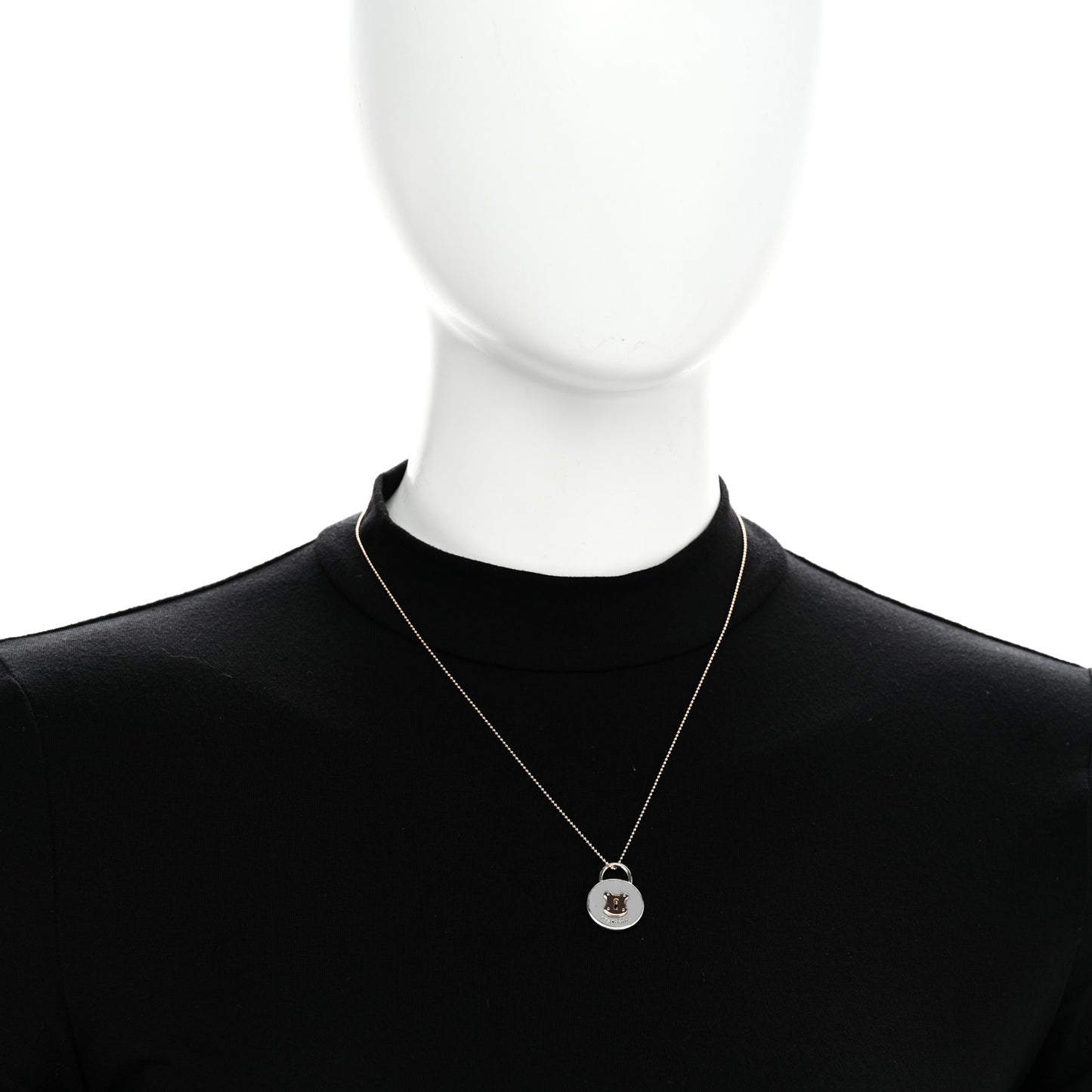 Sterling Silver 18K Rose Gold Round Lock Pendant Necklace