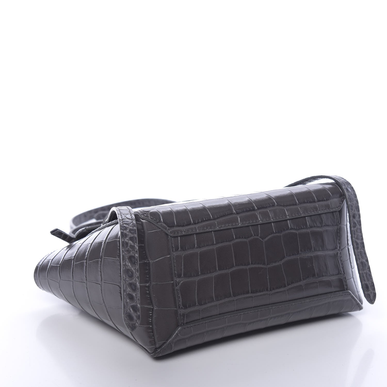 Celine Calfskin Crocodile Embossed Nano Belt Bag Grey 4 of 11