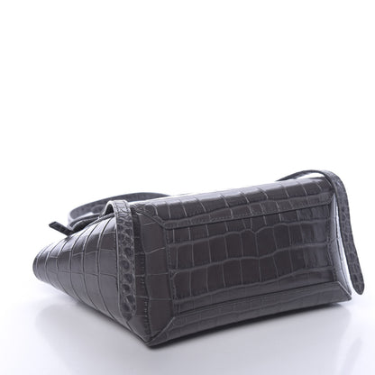 Celine Calfskin Crocodile Embossed Nano Belt Bag Grey 4 of 11