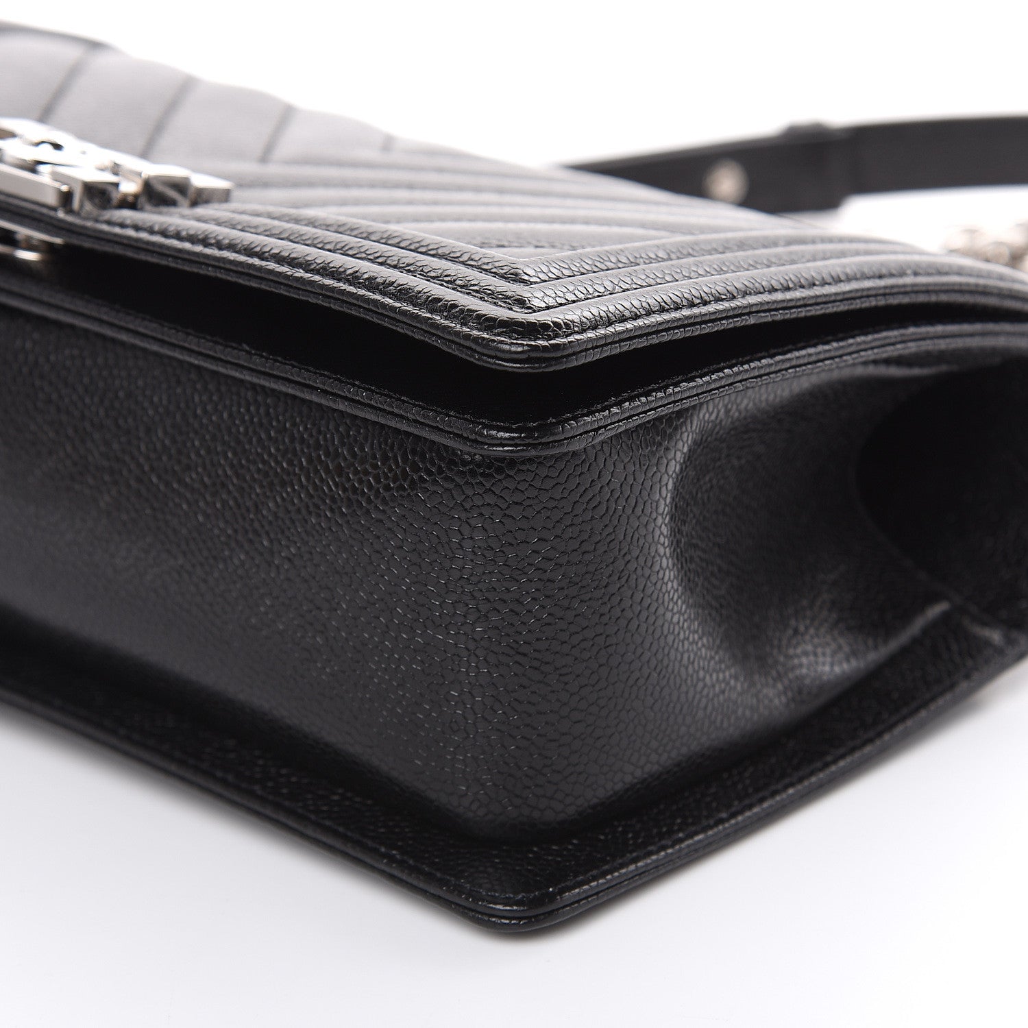 Chanel Caviar Chevron Quilted Medium Boy Flap Black 10 of 11