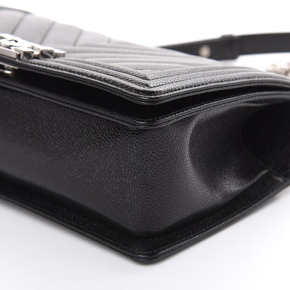 Chanel Caviar Chevron Quilted Medium Boy Flap Black 10 of 11