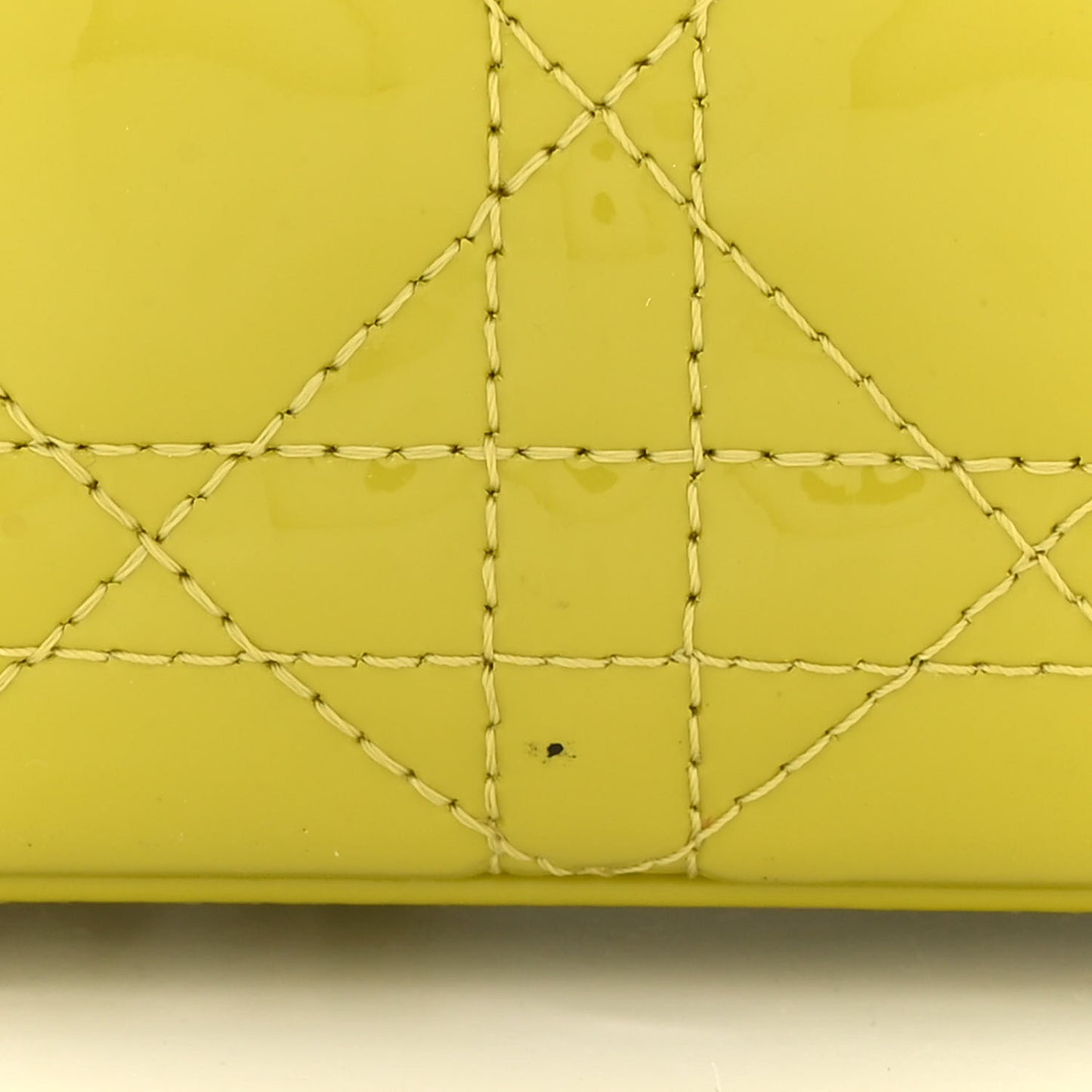 Patent Cannage Mini Lady Dior Lime Yellow