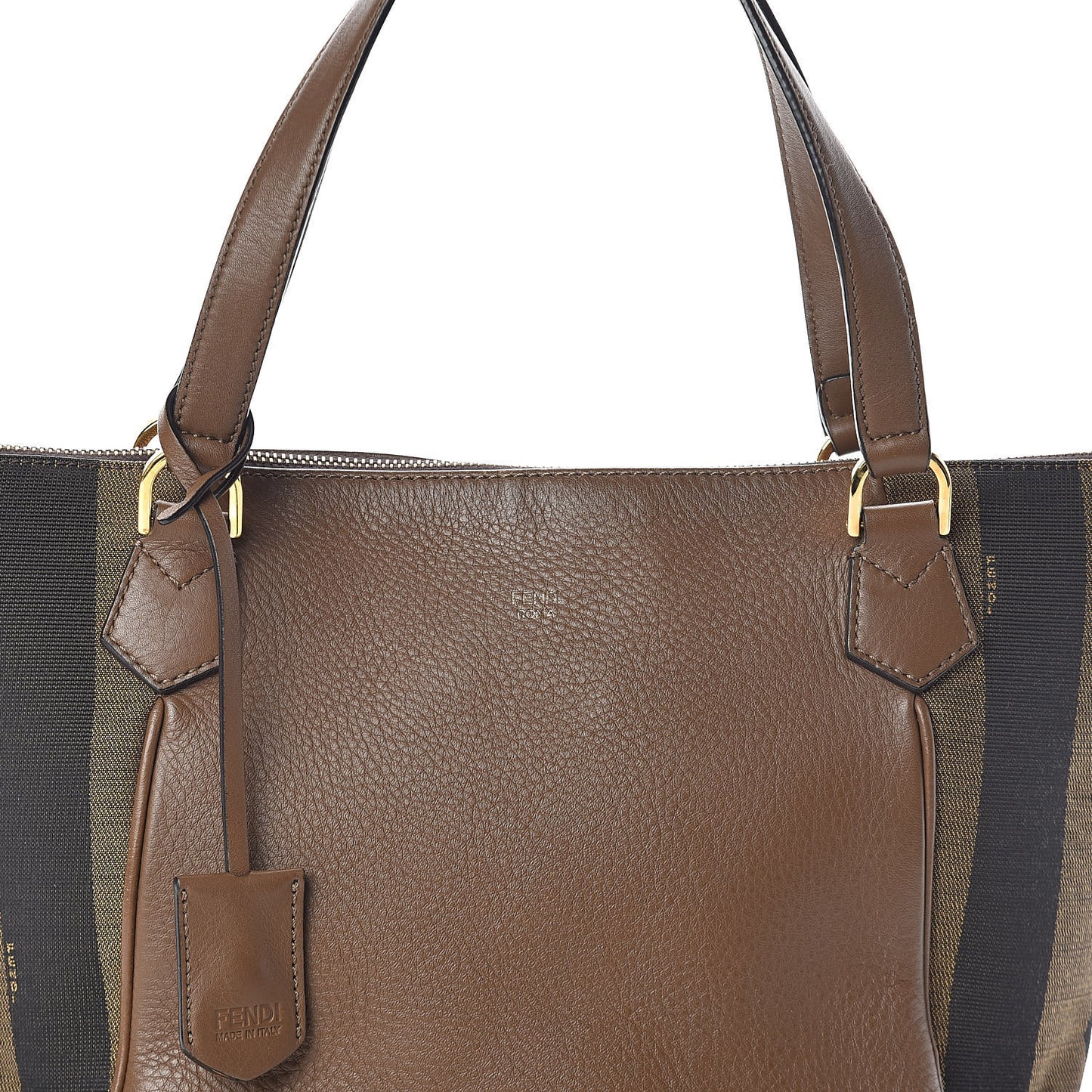 Pequin Vitello Zip Tote Tobacco Foresta