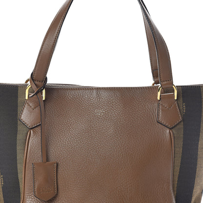 Fendi Pequin Vitello Zip Tote Tobacco Foresta 7 of 9