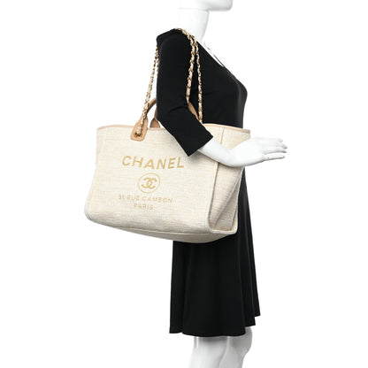 Chanel Canvas Medium Deauville Tote Light Beige 2 of 11