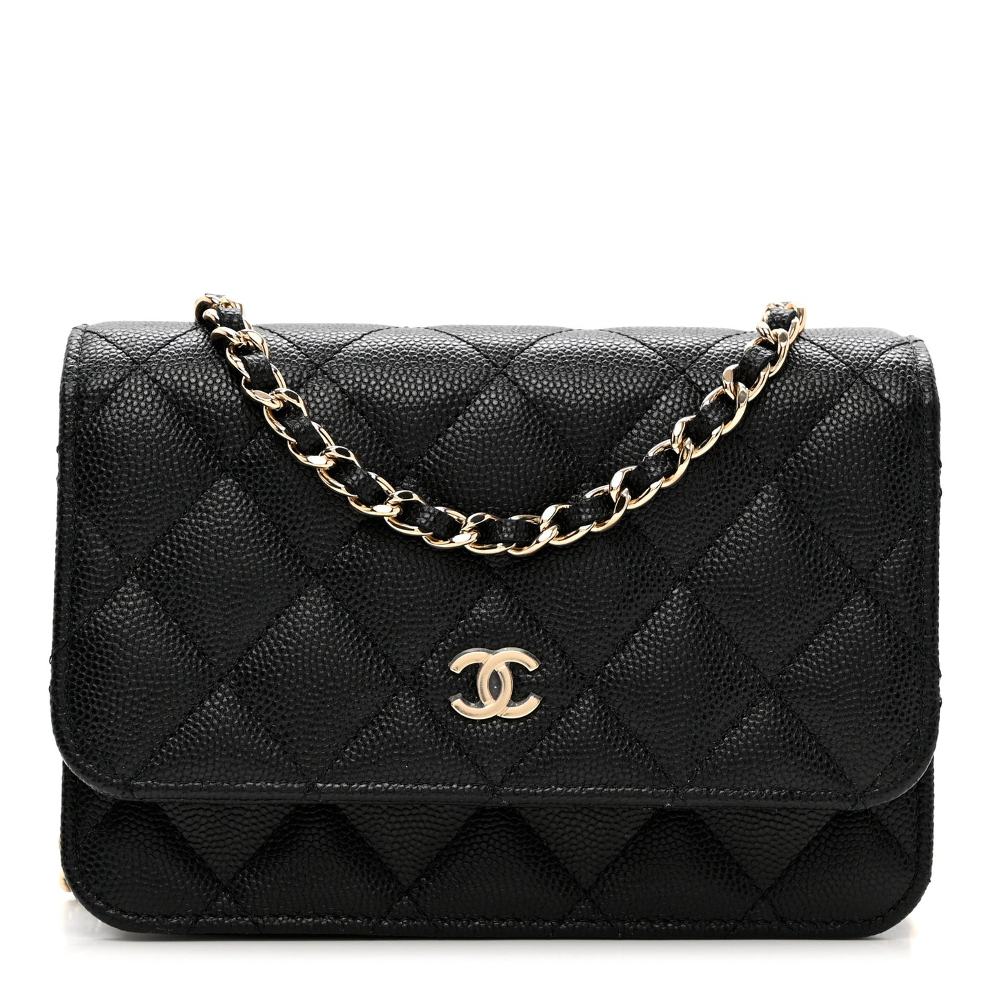 Caviar Quilted Mini Wallet On Chain WOC Black