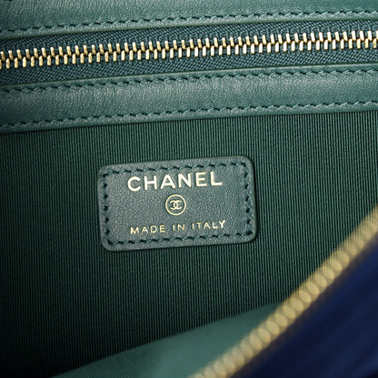 Chanel Jersey Quilted Medium Cosmetic Case Blue 7 of 8