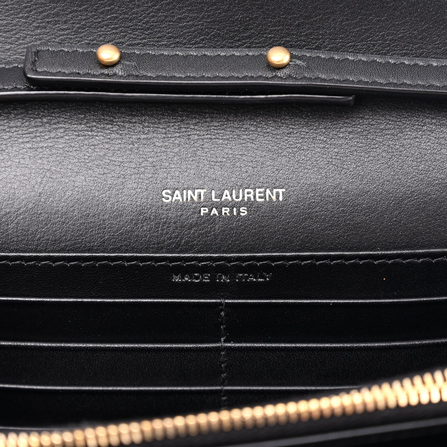 Saint Laurent Embossed Monogram Chain Wallet Black 6 of 10