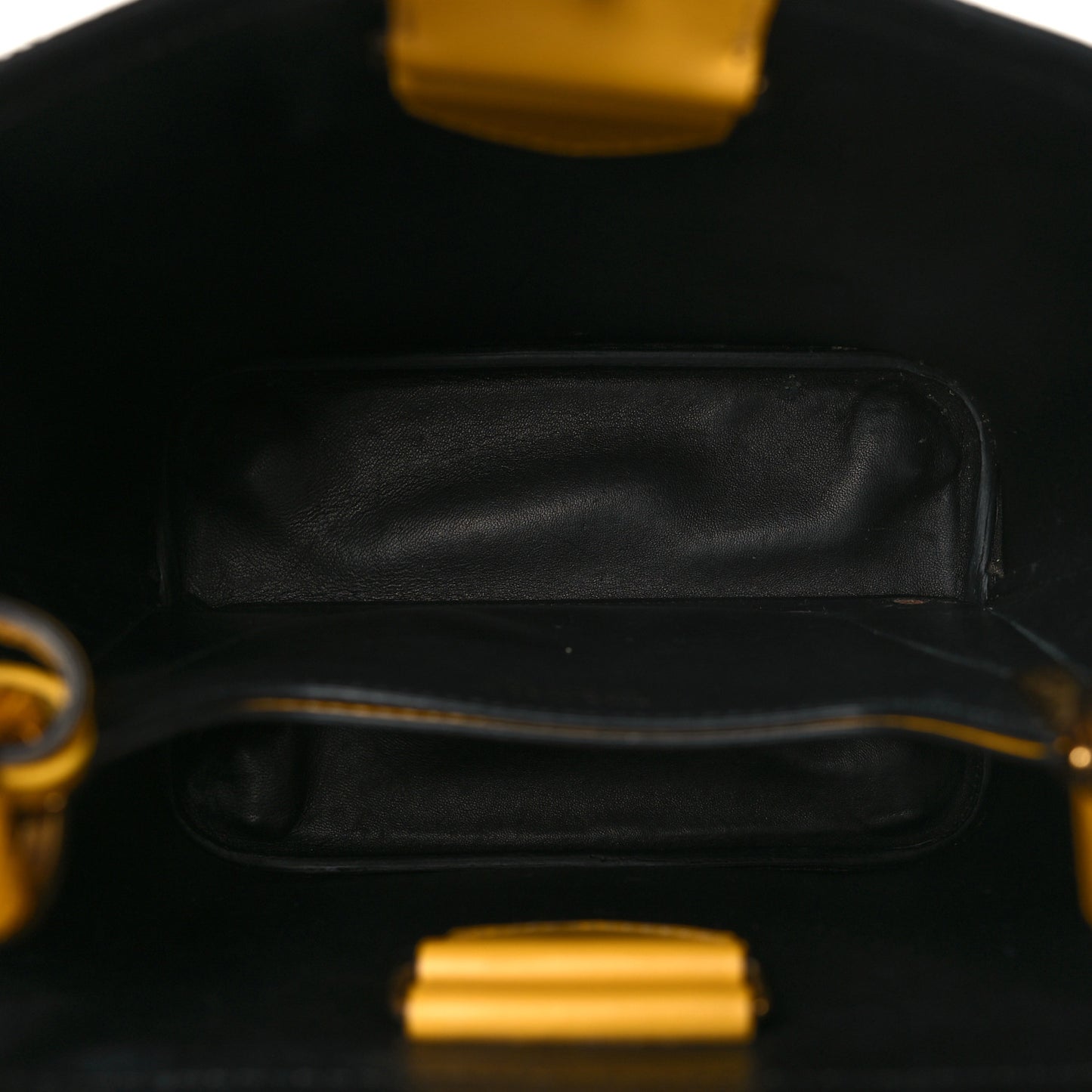 Saffiano Cuir Calfskin Medium Panier Bucket Bag Soleil Black
