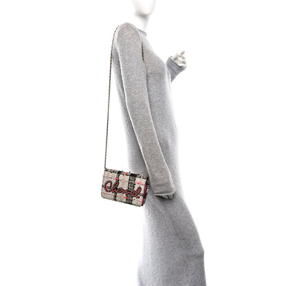 Chanel Tweed Calfskin Signe Wallet On Chain WOC Black Pink Orange 2 of 12