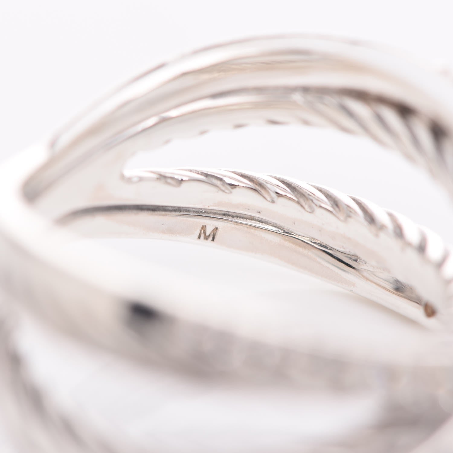 David Yurman Sterling Silver Black White Diamond X Crossover Cable Ring 57 8 7 of 8