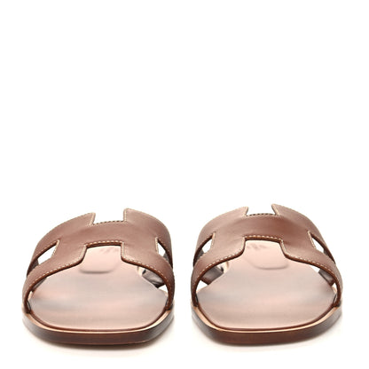 Hermes Box Calfskin Oran Sandals 38 Gold 2 of 8