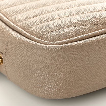 Saint Laurent Grain De Poudre Matelasse Monogram Mini Lou Camera Bag Dark Beige 9 of 10