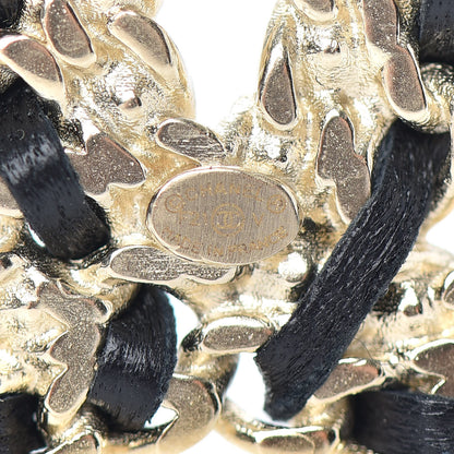 Chanel Lambskin Crystal Vintage Allure CC Chain Brooch Black Gold 4 of 4