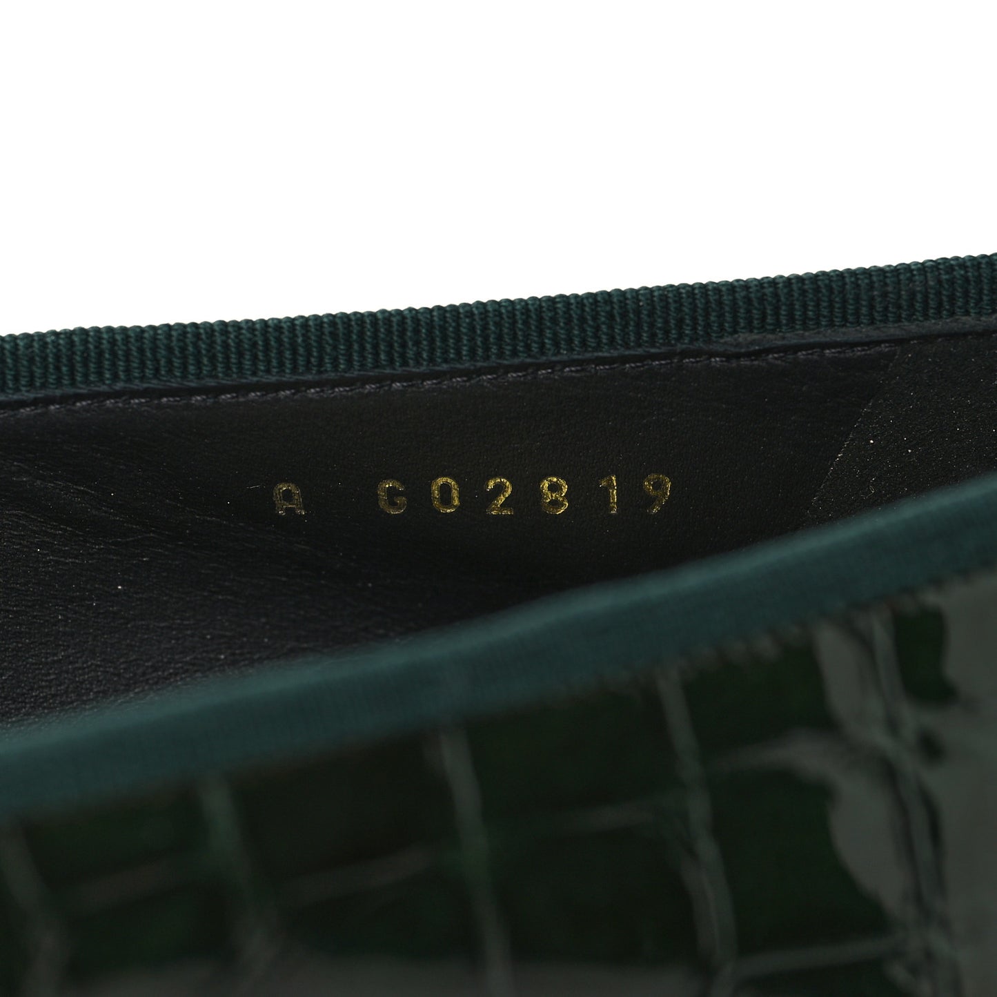Patent Calfskin Crocodile Embossed Ballerina Flats 38 Dark Green Black