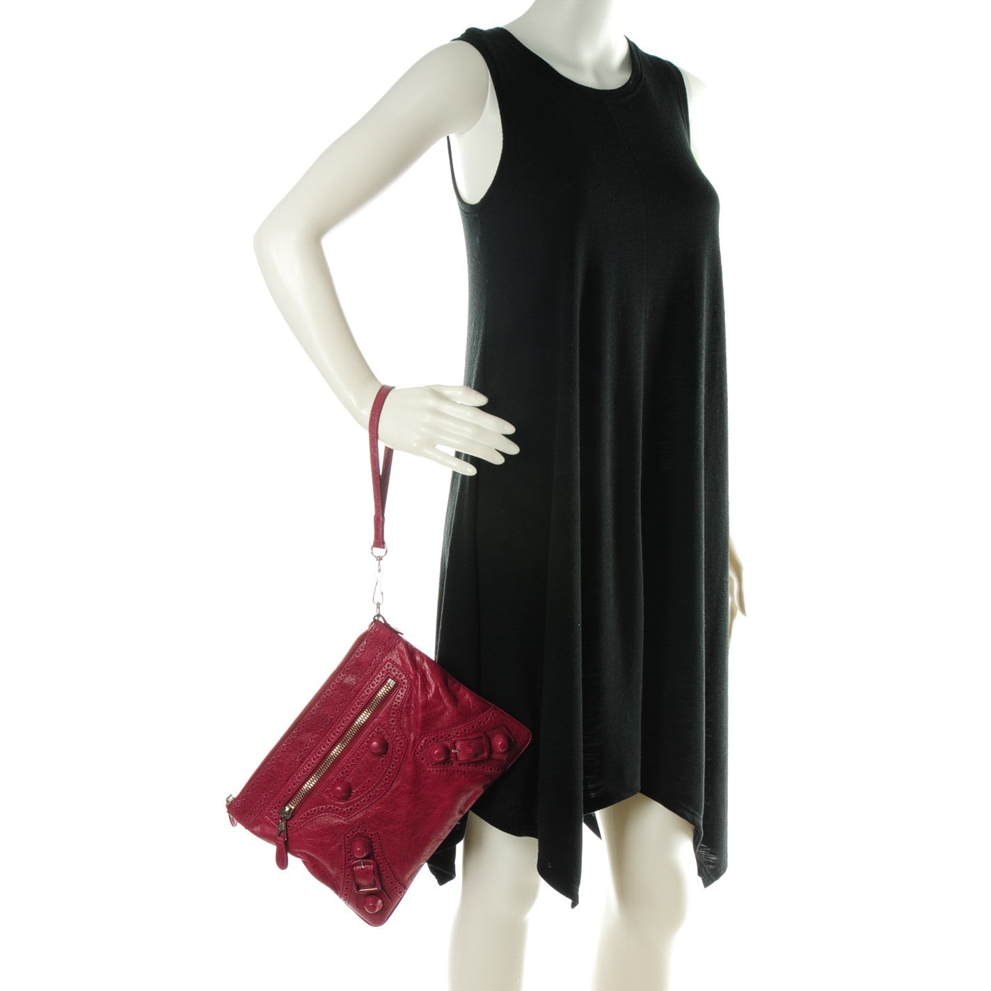 Agneau Giant Brogues Hardware Flat Handle Clutch Pourpre