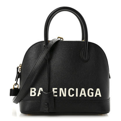 Balenciaga Signature Grained Calfskin Logo S Ville Top Handle Bag Black 1 of 9