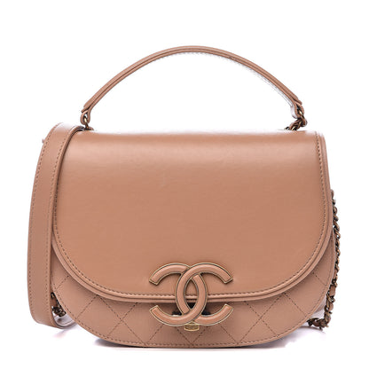 Chanel Shiny Calfskin Goatskin Quilted Small Coco Curve Messenger Flap Beige 1 of 16