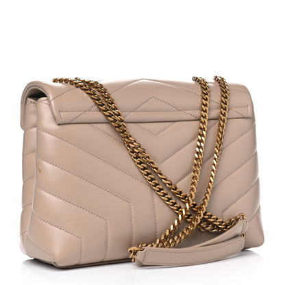 Saint Laurent Calfskin Y Quilted Monogram Small Loulou Chain Satchel Dark Beige 2 of 8