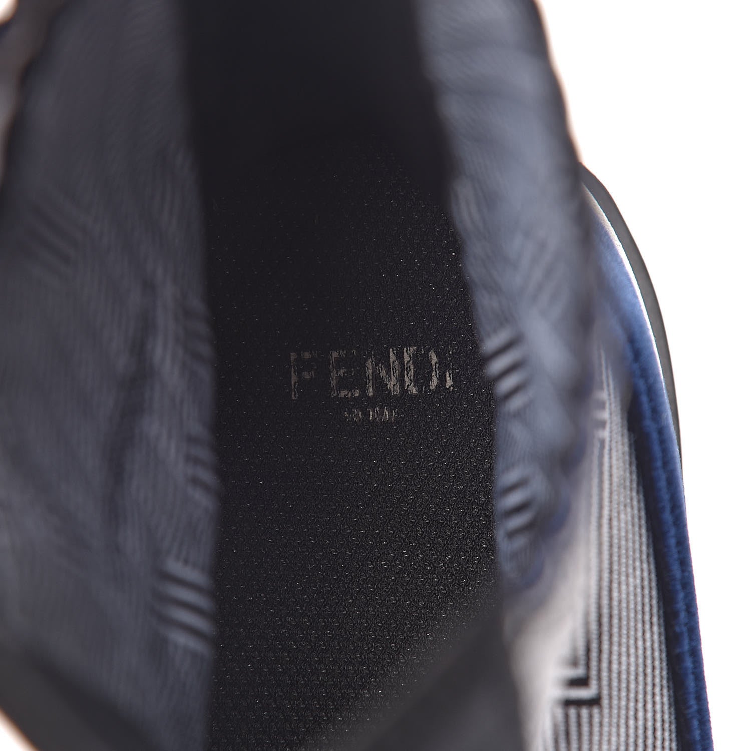 Fendi Velvet Stretch Logo High Top Sneakers 39 Black Blue 6 of 10