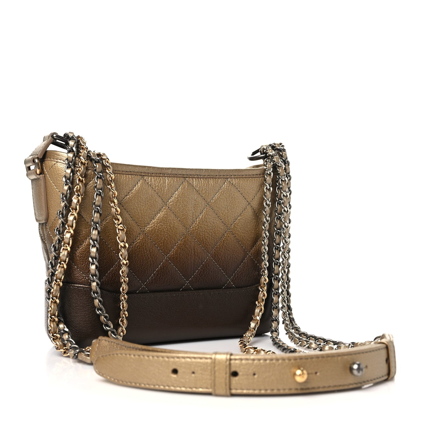 Metallic Goatskin Quilted Small Gabrielle Hobo Gold Bronze