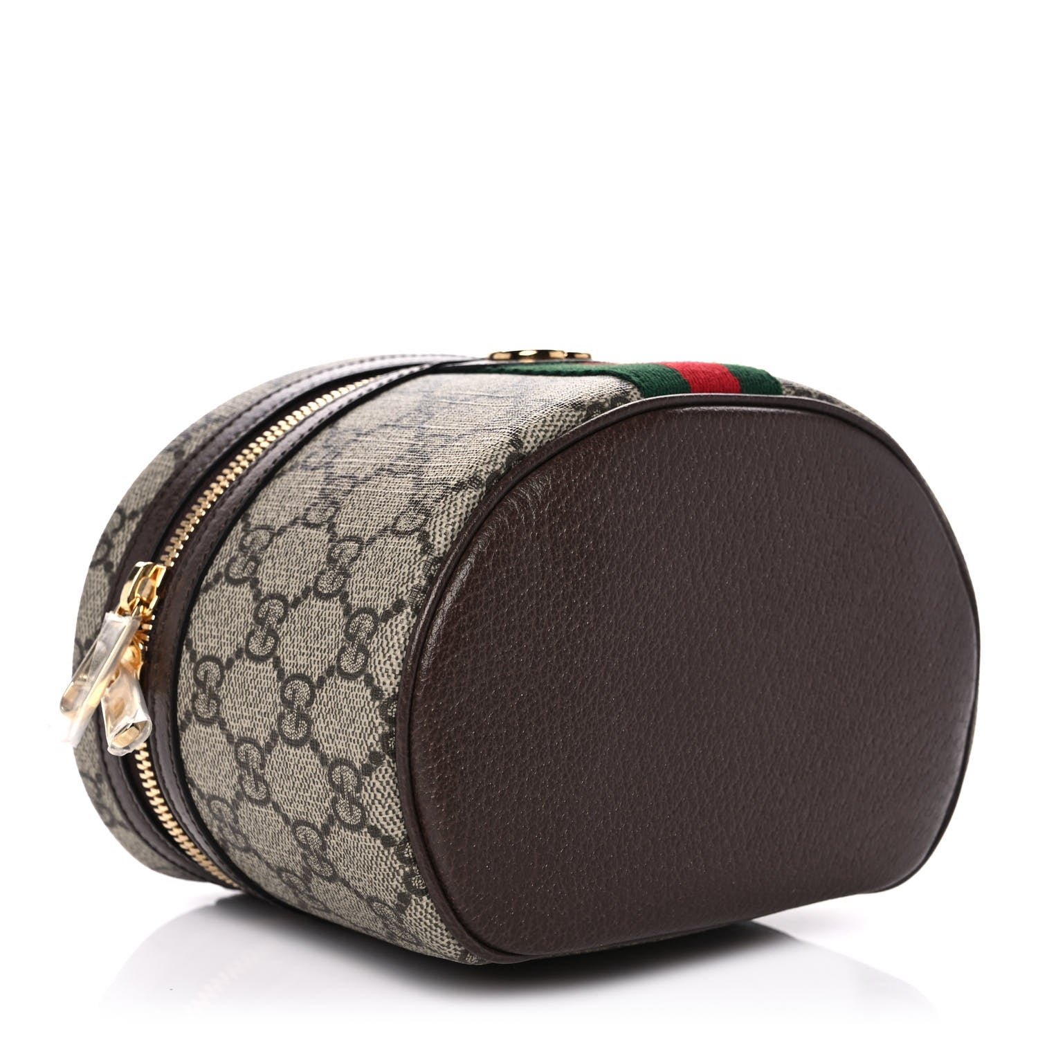 Gucci GG Supreme Monogram Textured Calfskin Web Ophidia Vanity Cosmetic Case Beige Ebony New Acero 4 of 13