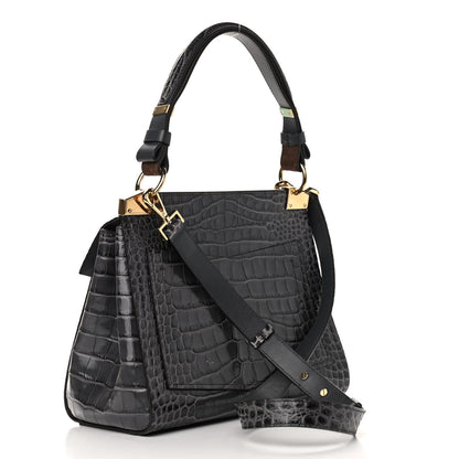 Givenchy Calfskin Crocodile Embossed Small Mystic Shoulder Bag Storm Grey 3 of 13