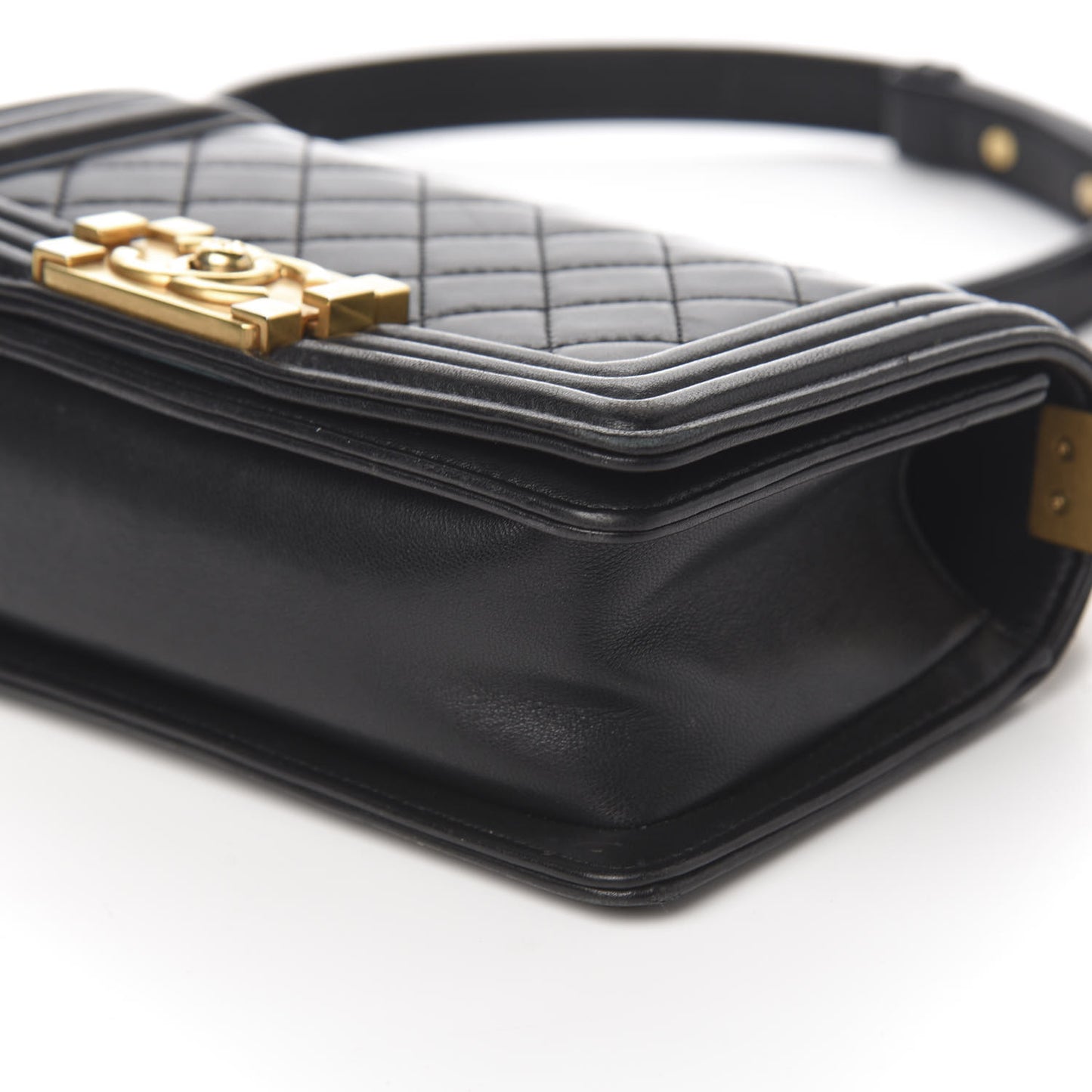 Lambskin Quilted Small Boy Flap Black