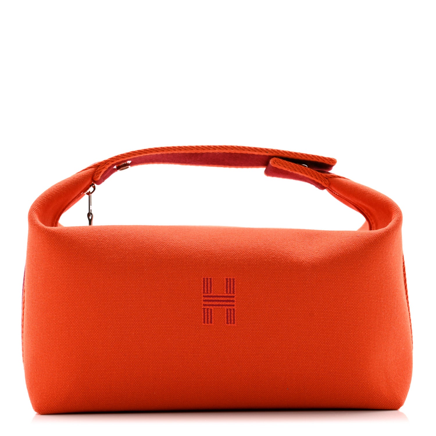 Hermes Canvas Large Bride-A-Brac Pouch Orange Feu Burgundy 1 of 6