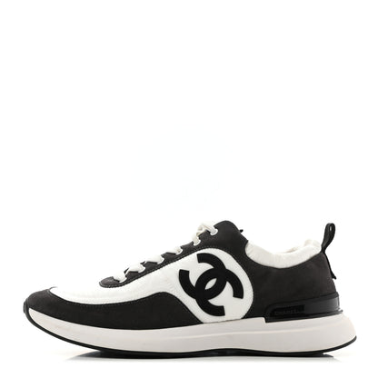 Chanel Nylon Suede Calfskin CC Sneakers 41 White Dark Grey 1 of 9