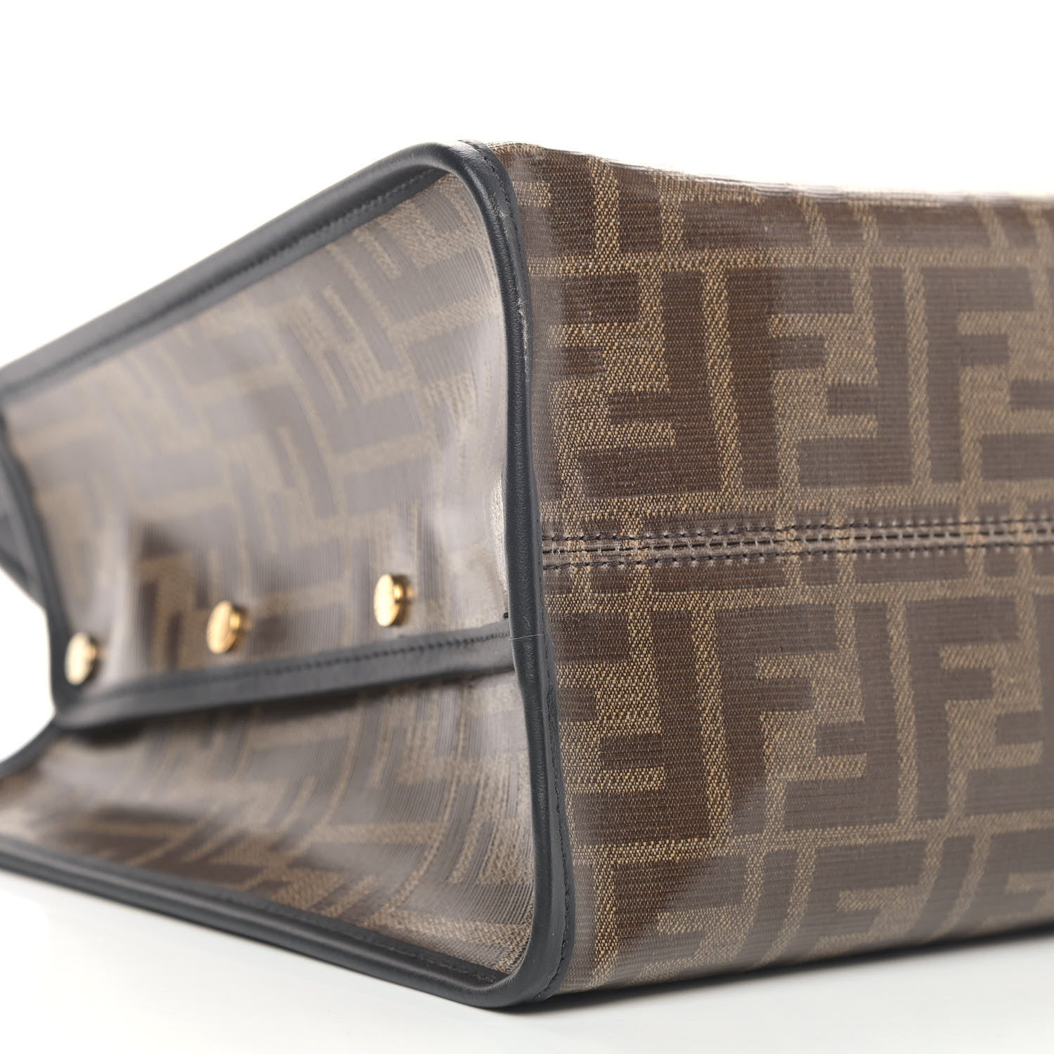 Fendi Glazed Fabric Vitello Century FF 1974 Stamp Patch Medium Peekaboo Defender Cover Mogano Panna Black 9 of 13
