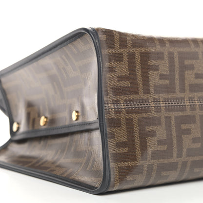 Fendi Glazed Fabric Vitello Century FF 1974 Stamp Patch Medium Peekaboo Defender Cover Mogano Panna Black 9 of 13