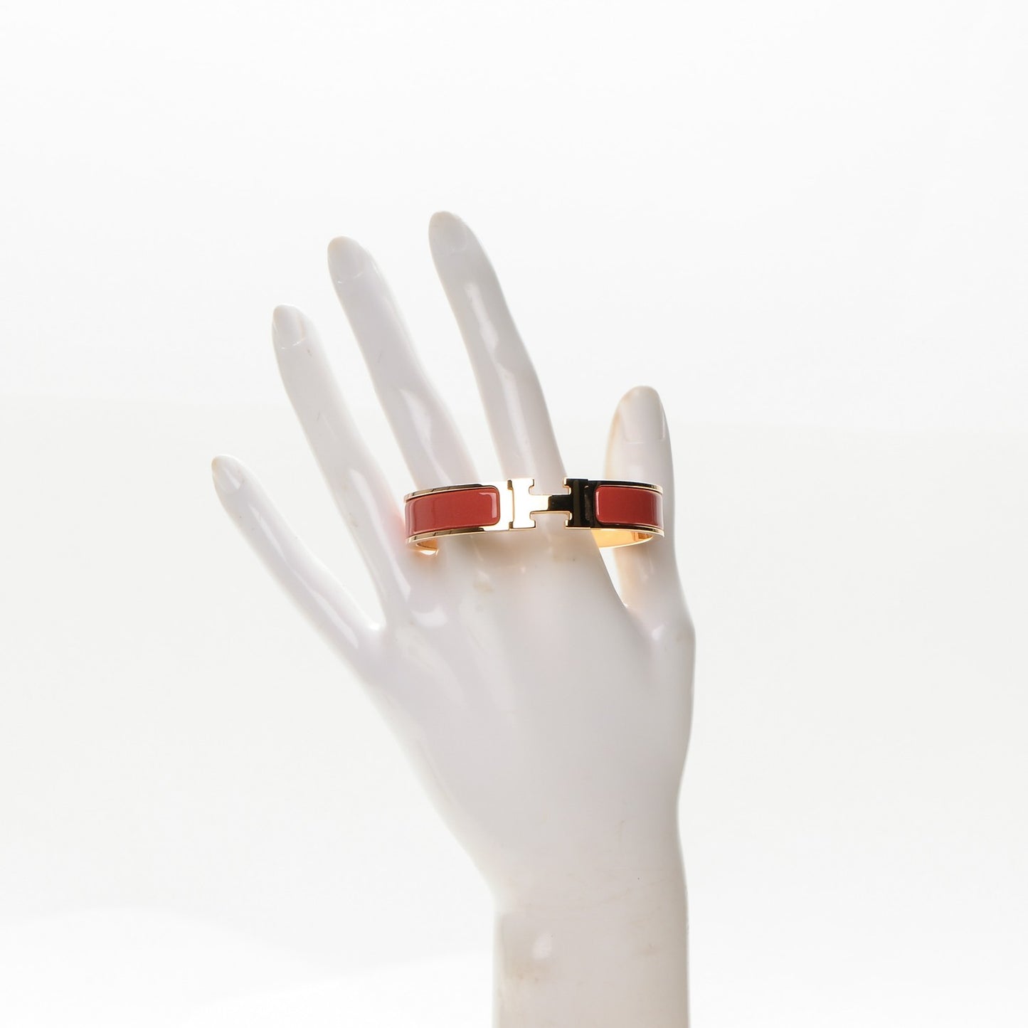 Enamel Clic Clac H Narrow Bracelet PM Rouge Corail