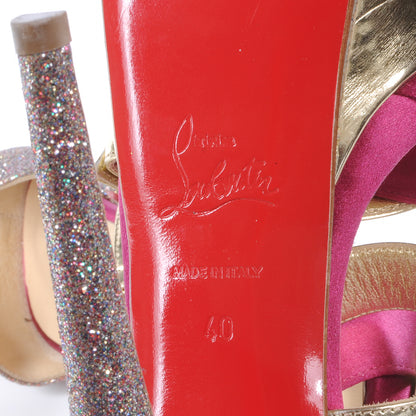 Christian Louboutin Satin Metallic Glitter Ambertina 150 Heels 40 6 of 6