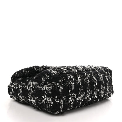 Chanel Tweed Quilted Medium Chanel 19 Flap Black Silver Ecru 4 of 10