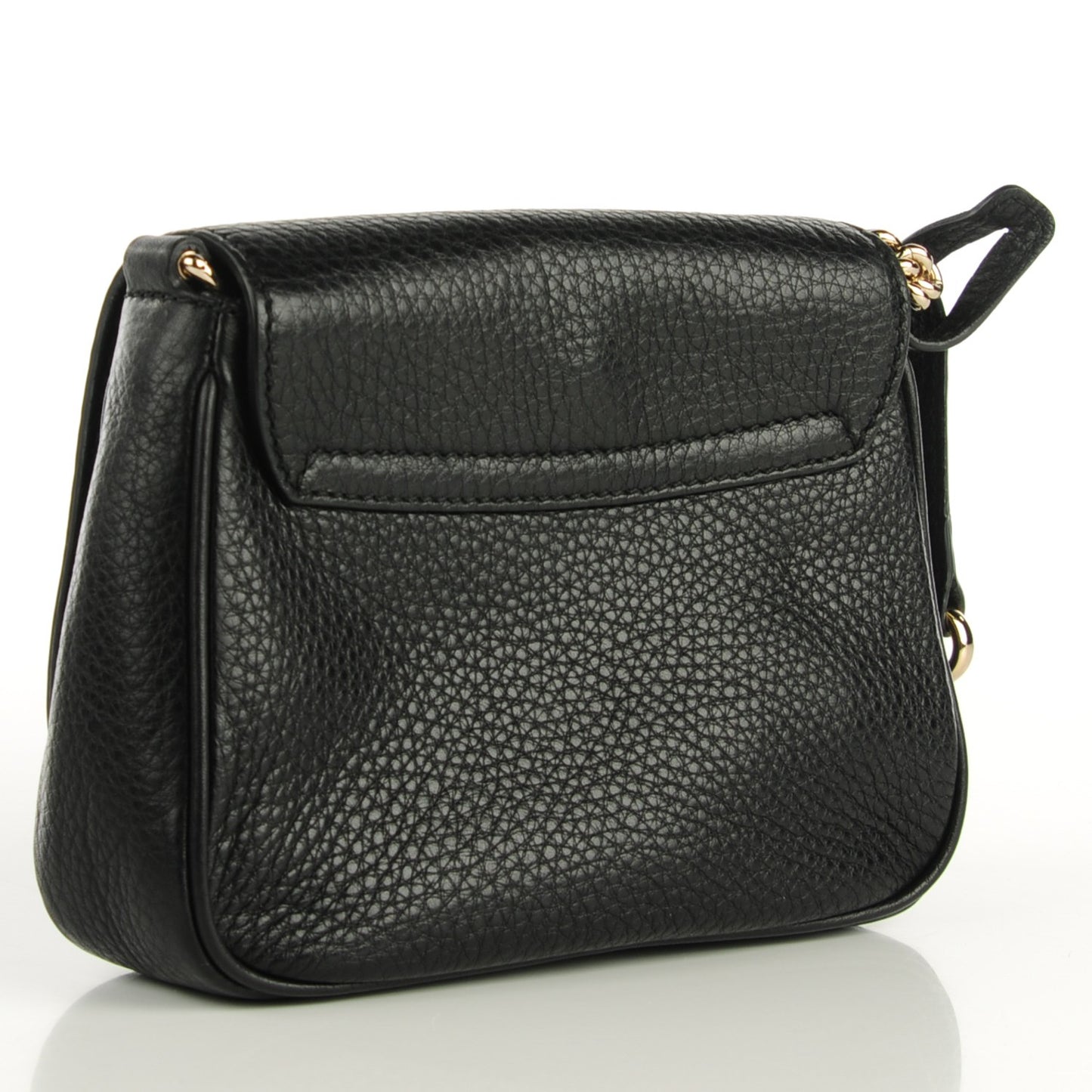 Pebbled Calfskin Small Soho Flap Crossbody Black
