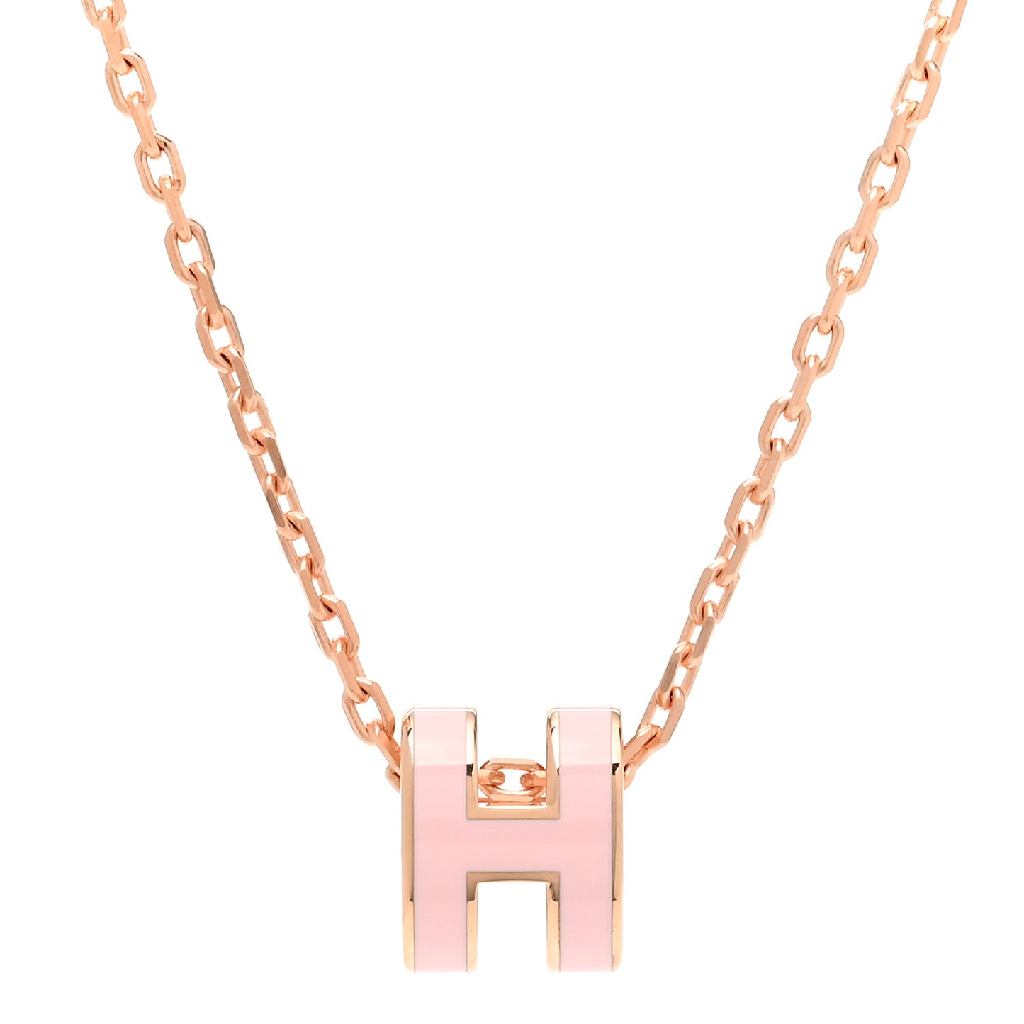 Lacquered Rose Gold Mini Pop H Pendant Necklace Rose Dragee