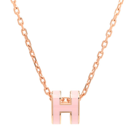 Hermes Lacquered Rose Gold Mini Pop H Pendant Necklace Rose Dragee 4 of 8