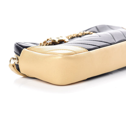 Chanel Lambskin Sheepskin Chevron Camera Case Black Gold 5 of 9