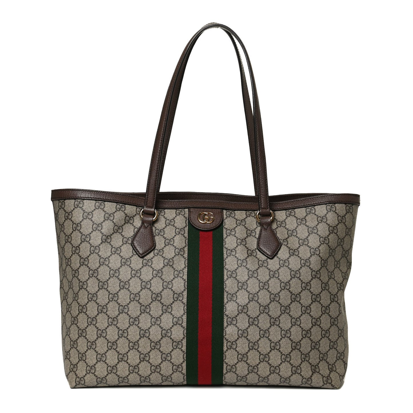 GG Supreme Monogram Medium Ophidia Shopping Tote Brown