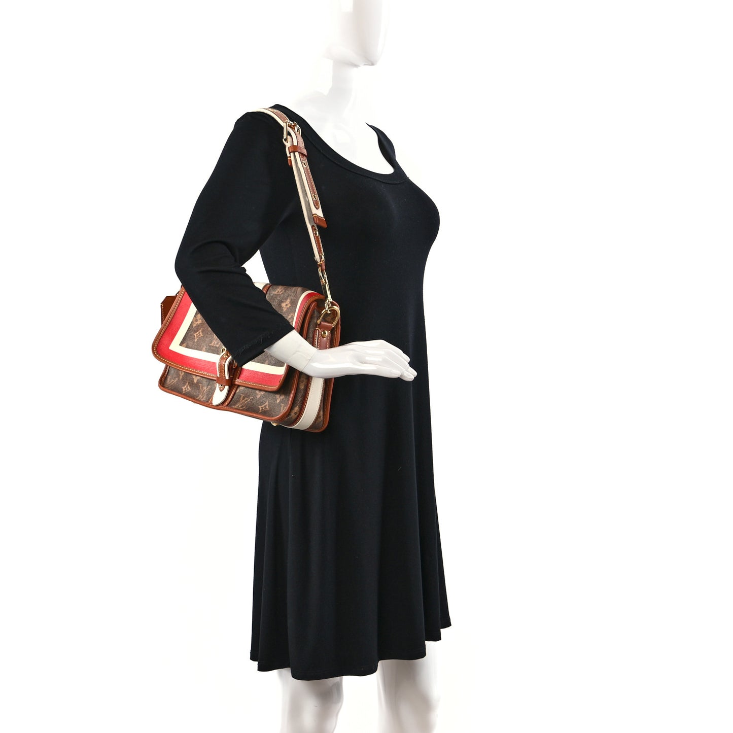 Monogram Rayures Tisse Clutch Red