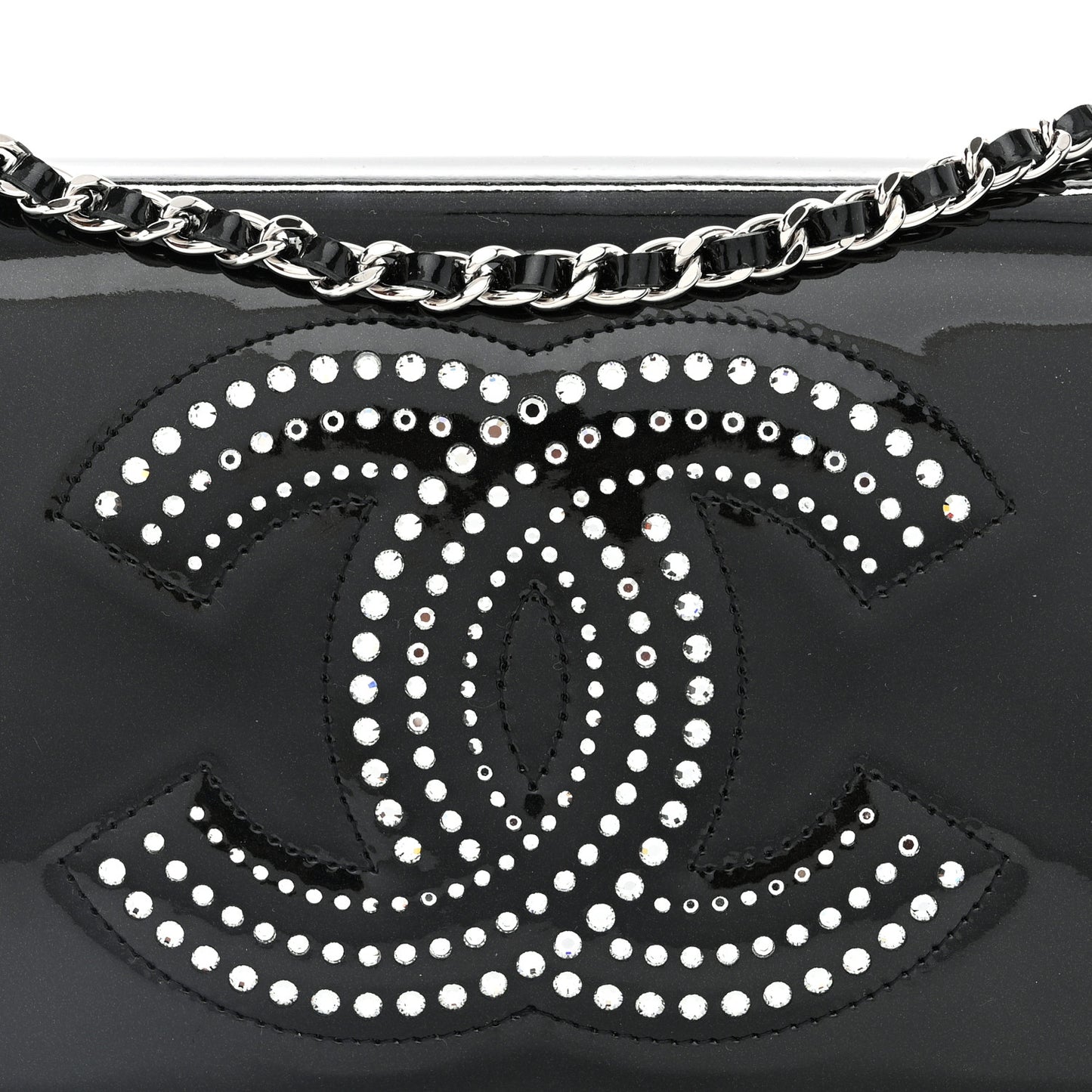 Patent Strass Wallet On Chain WOC Black