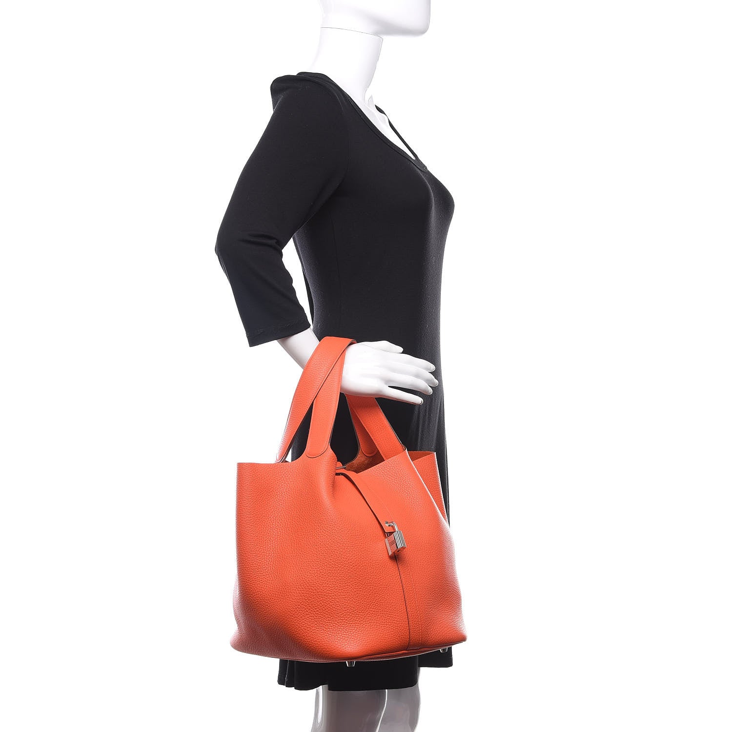 Hermes Taurillon Clemence Picotin 26 GM Orange Poppy 2 of 11