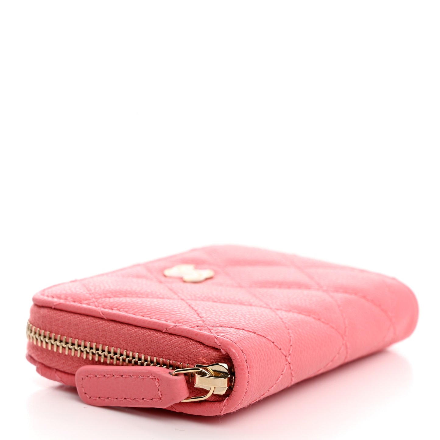 Caviar Quilted Zip Coin Purse Dark Pink