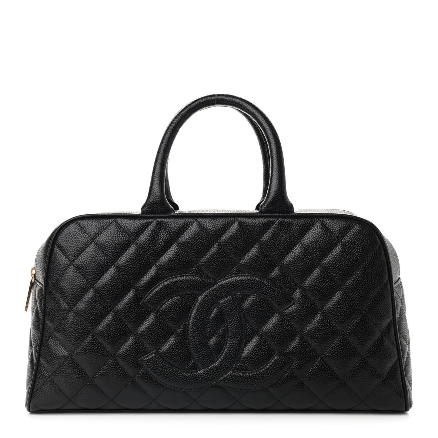 Caviar Quilted Large Bowler Black
