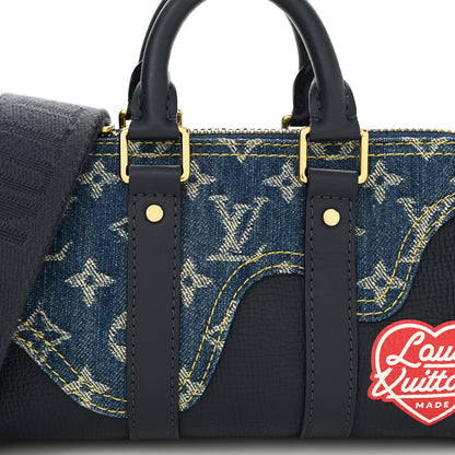 Louis Vuitton Taurillon Monogram Denim Drip Keepall XS Blue 7 of 11