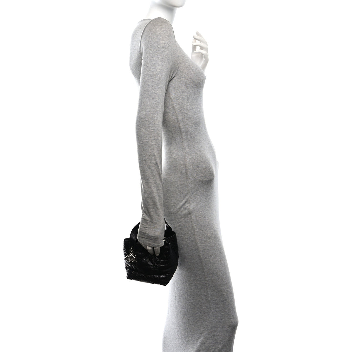 Crinkled Calfskin Macrocannage Small Toujours Vertical Tote Black