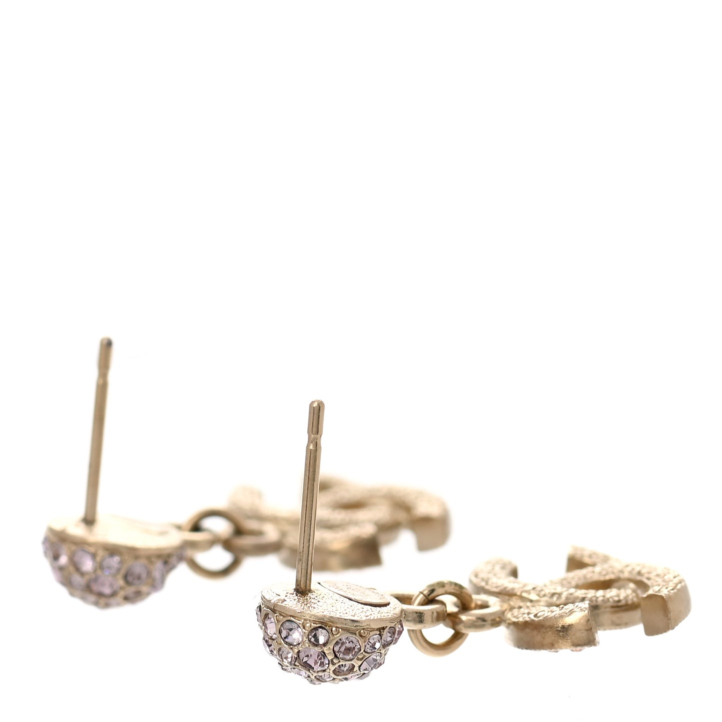 Crystal CC Drop Cluster Earrings Gold Pink