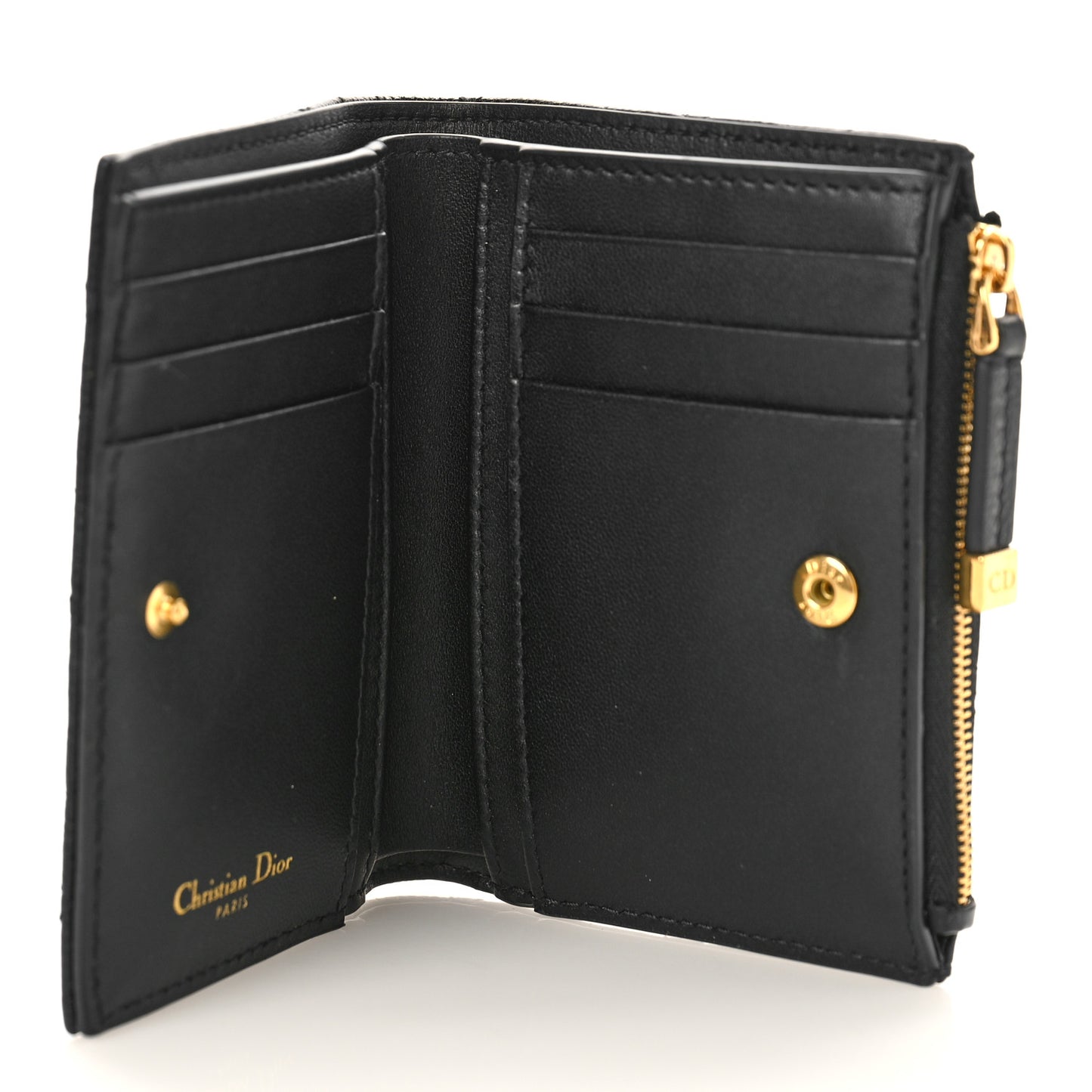 Grained Calfskin Supple Cannage Caro Dahlia Wallet Black