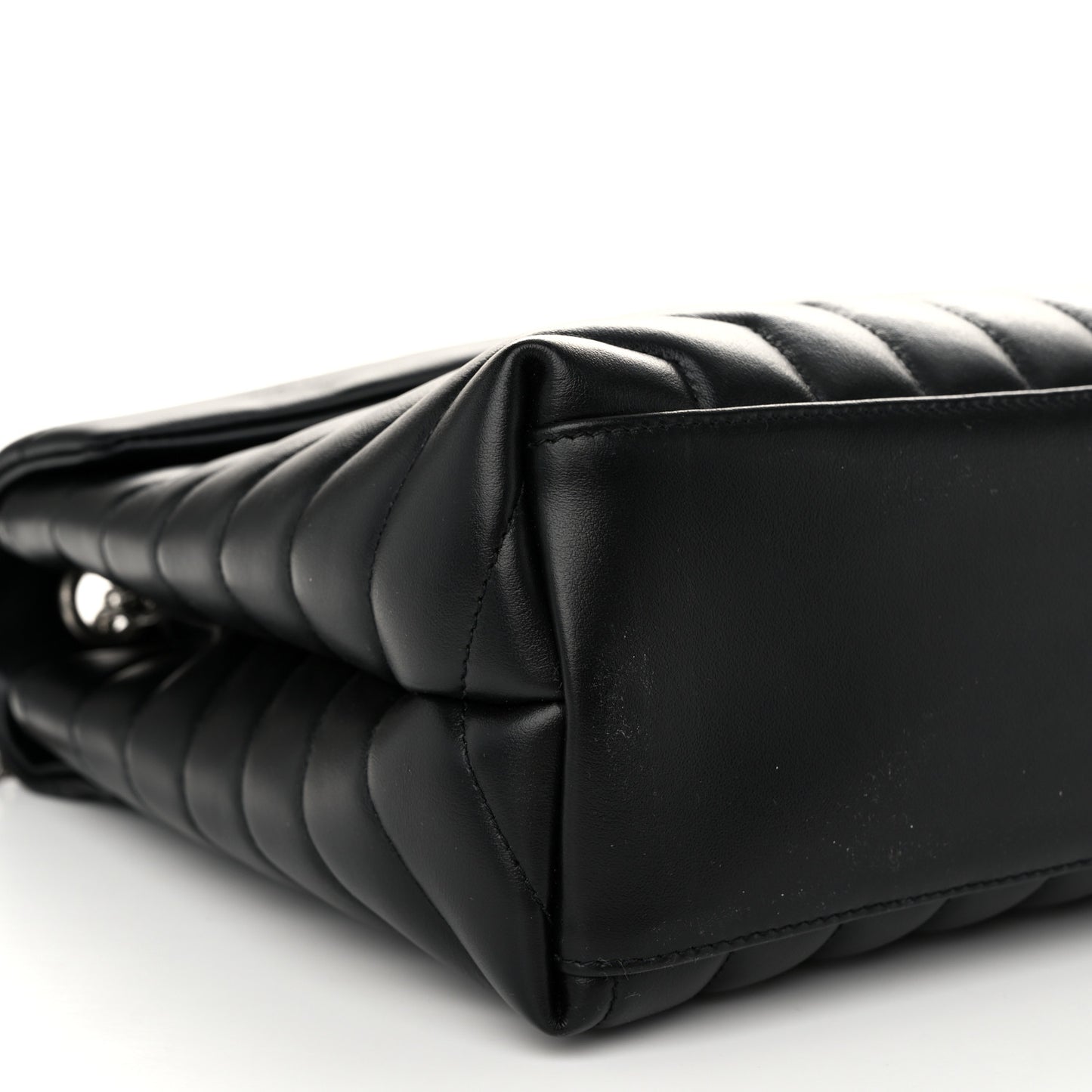 Calfskin Y Quilted Monogram Medium Loulou Chain Satchel Black